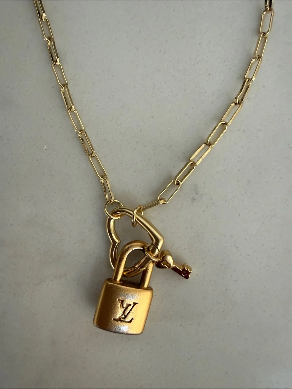 🚫SOLD🚫Upcycled Louis Vuitton Padlock Charm Necklace